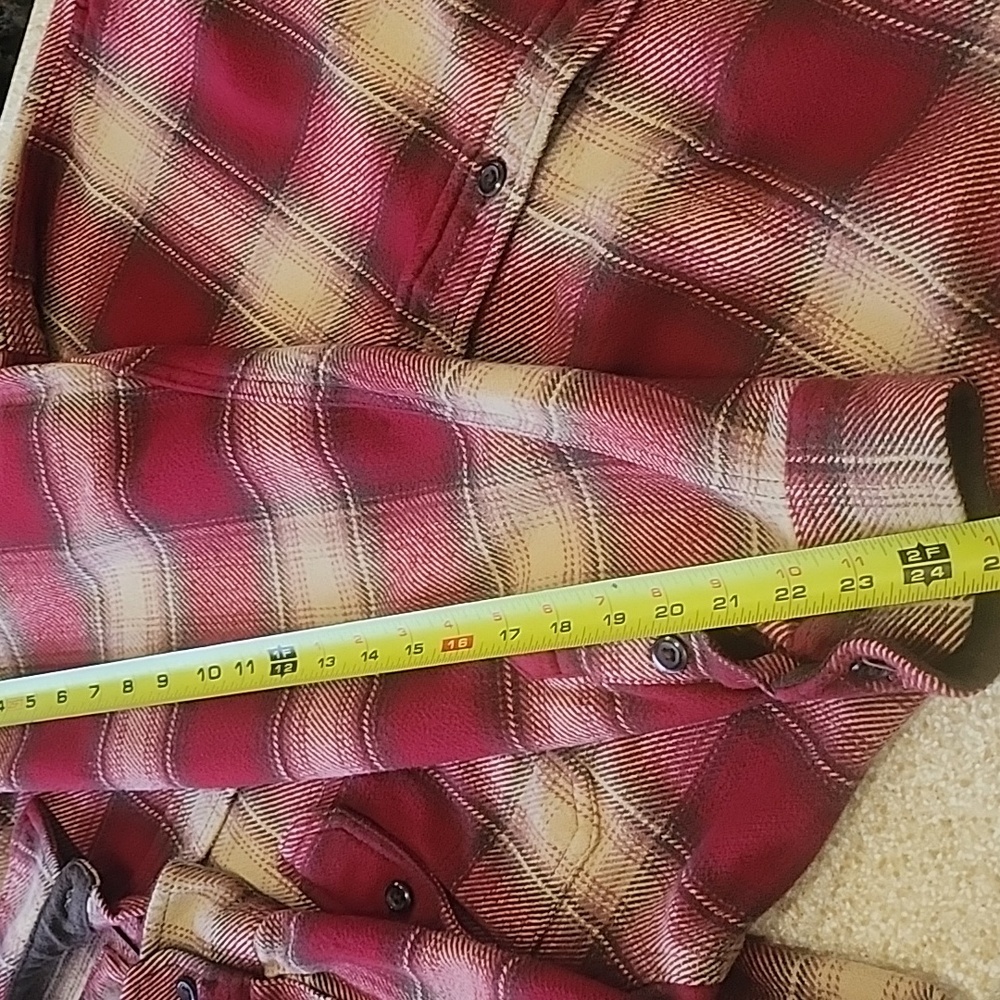 Orvis Men's Heavy Red/ Tan Plaid Flannel Button Down Shirt Size M - Picture 7 of 11
